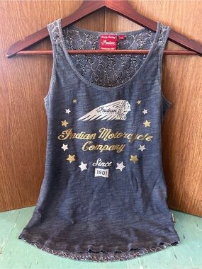 Women’s Indian motorcycle tank top XS blue lace